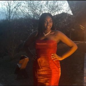 Beautiful Sherri Hill Red Strapless Prom Dress